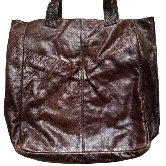 Ellington Dark Brown Leather Tote Bag Boho Distressed - Picture 3 of 14
